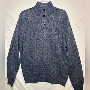 Mens Buffalo David Bitton Blue Mix Button Mock Neck Sweater Size XL NWT